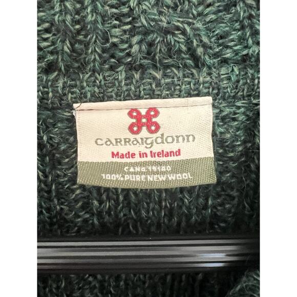 Carraig Donn Cardigan Sz M Green Celtic Knot One Button Irish New Wool FLAWS - Picture 4 of 11
